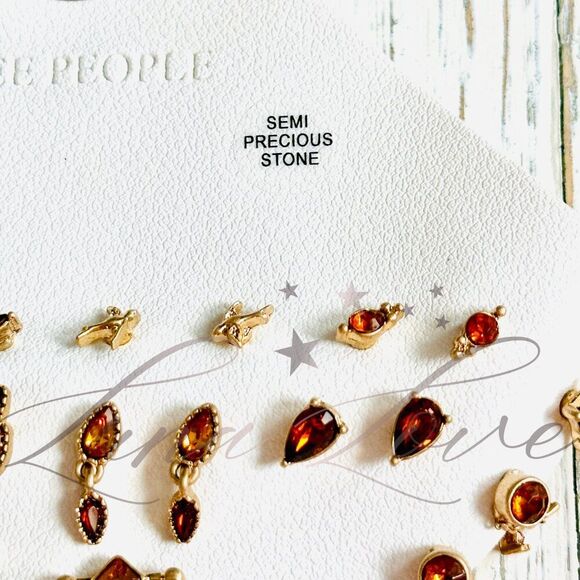 FREE PEOPLE Set For Life Stud Earring Set In Amber NWT - Picture 5 of 6
